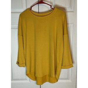 Womens Mustard Yellow Long Sleeve Oversized Tunic Top Casual Comfort Size Medium